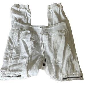 Athleta white linen joggers size 8